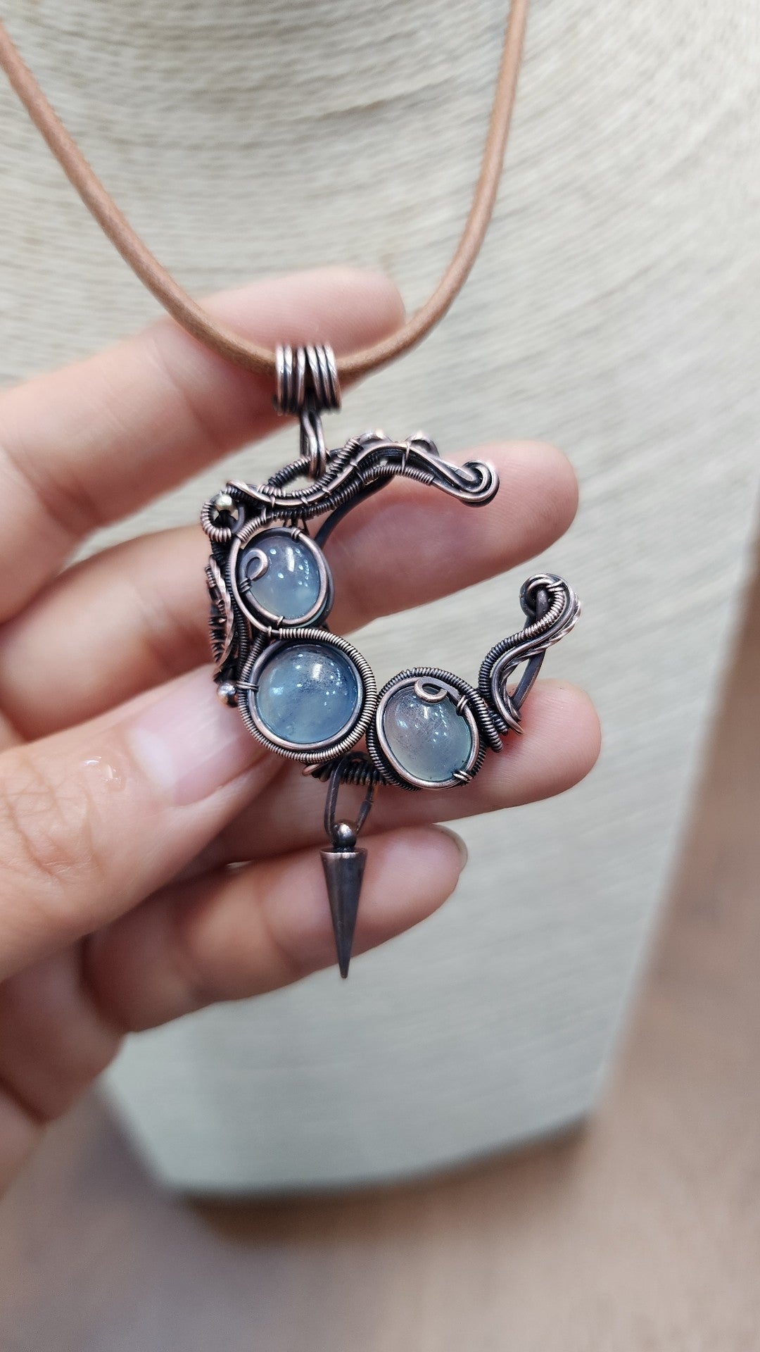 Wire Wrapped Aquamarine Pendant Necklace