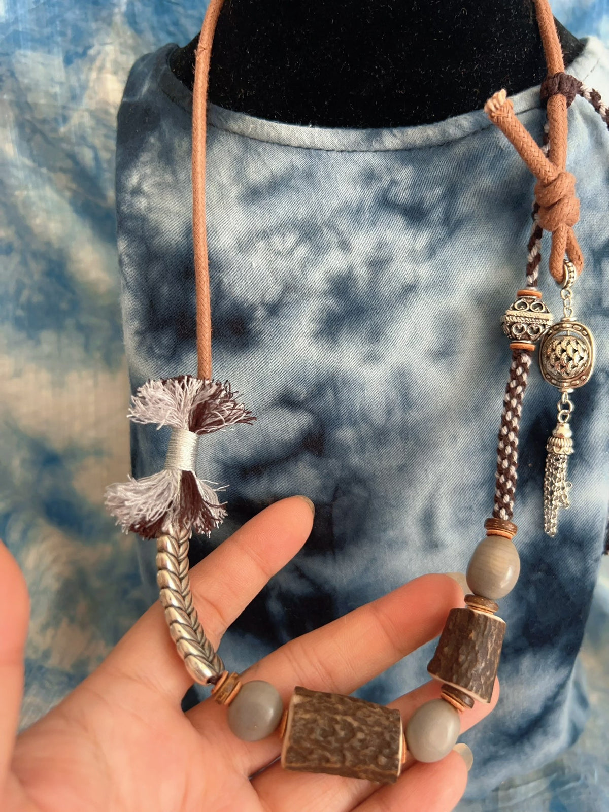 Handmade Antler Bead Necklace Tribal