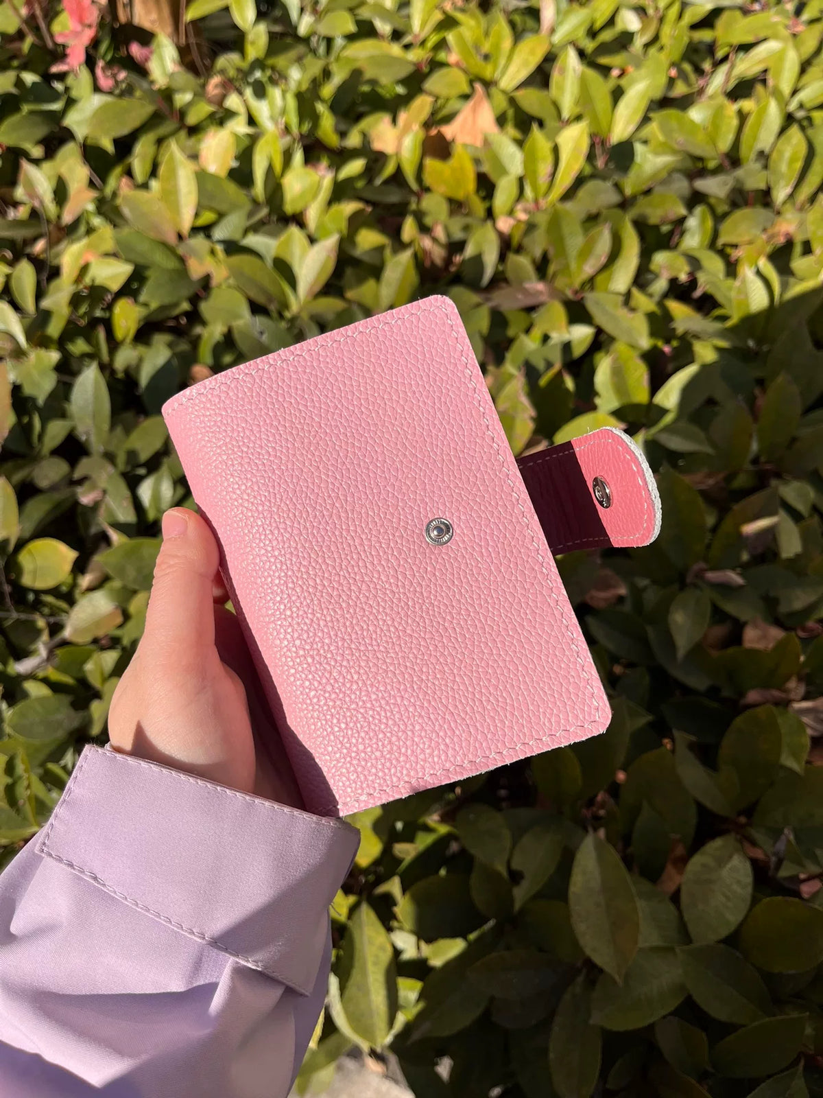 Carnet de cuir à feuilles A8 M5 cuir de vache rose