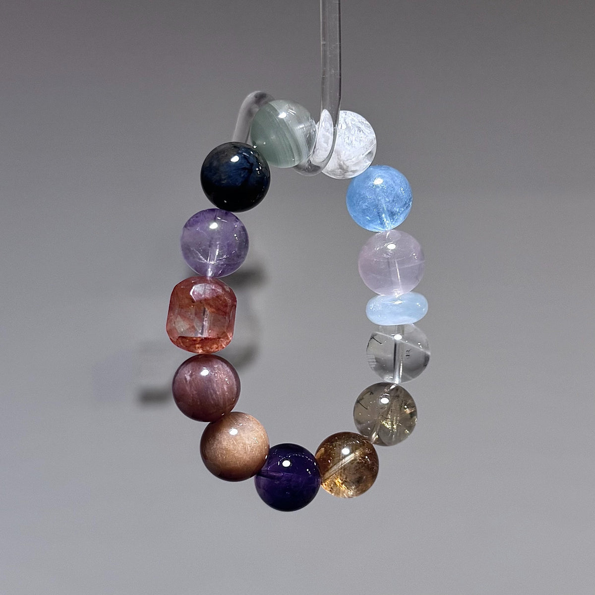 Multi Gemstone Crystal Bracelet 14mm Beads