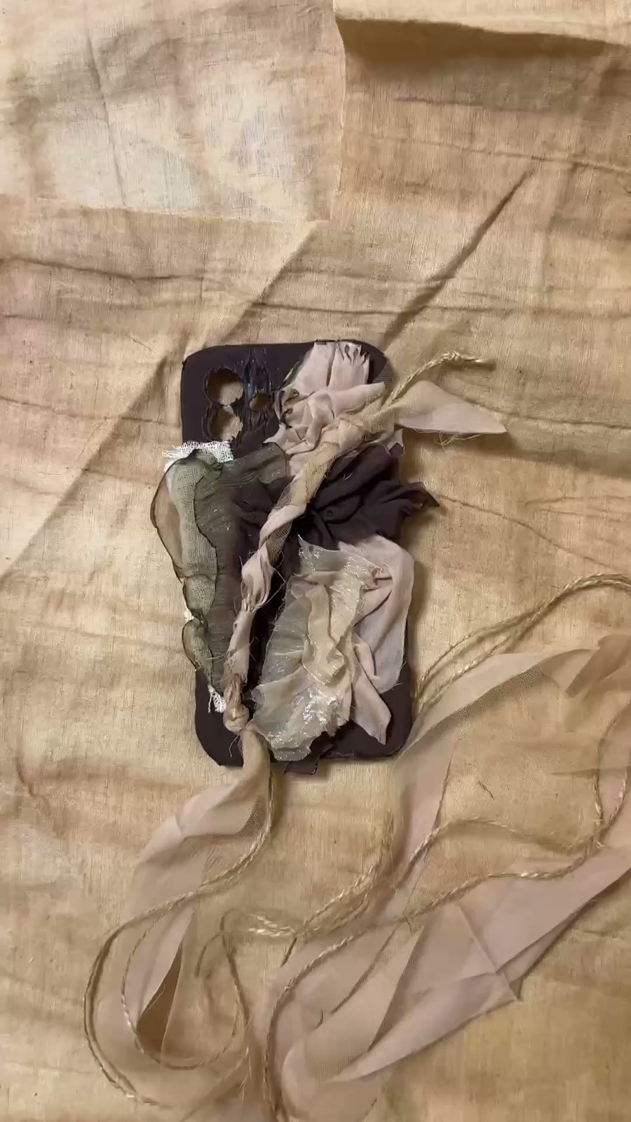 Fabric Phone Case with Withered Rose Ribbons