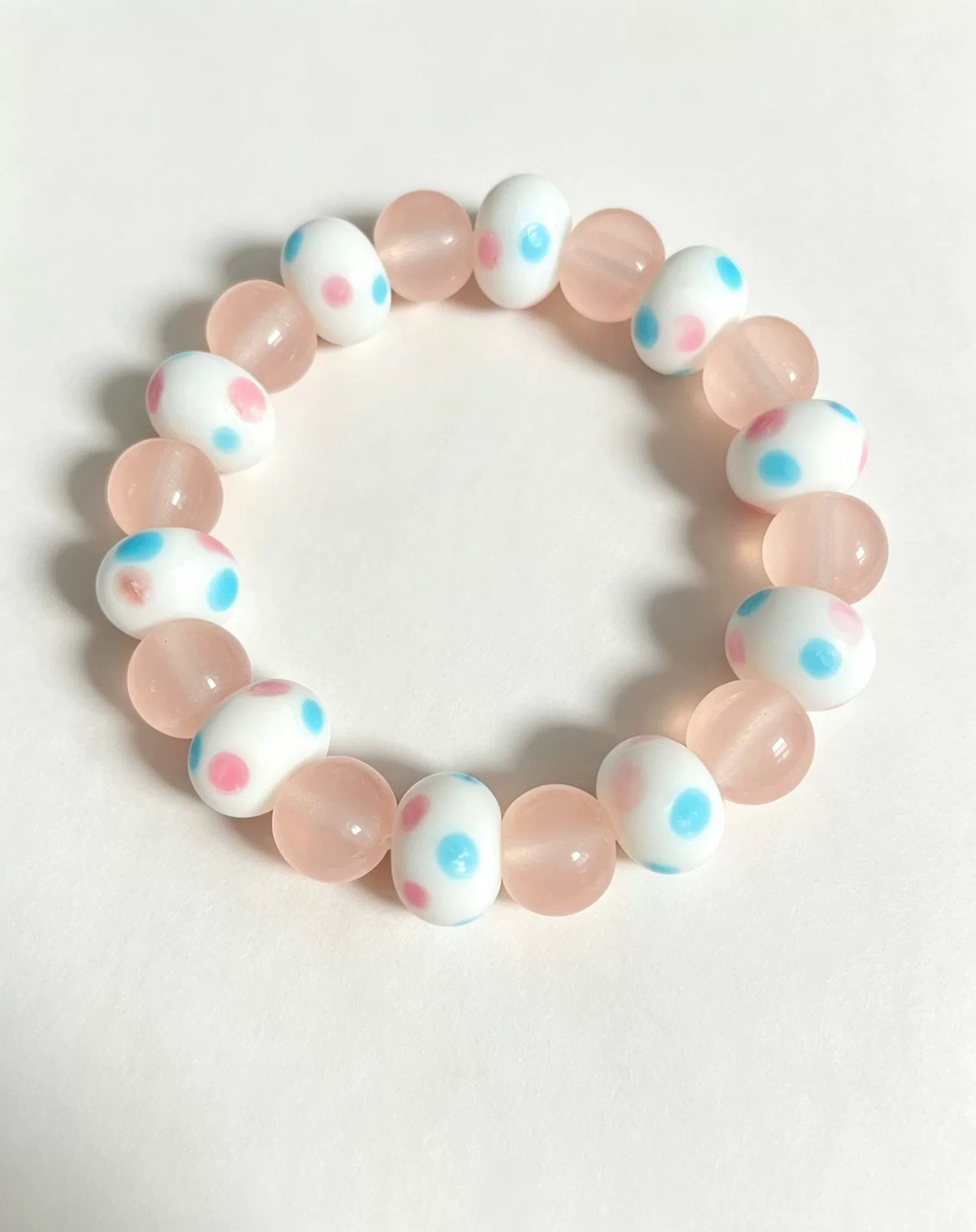Braccialetto di perline Rosa Pastello e Bianco