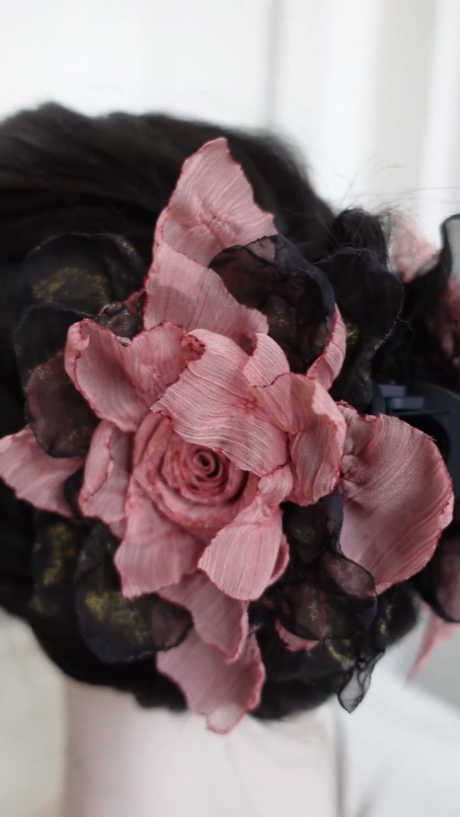 Fabric Rose Claw Clip Dusty Pink