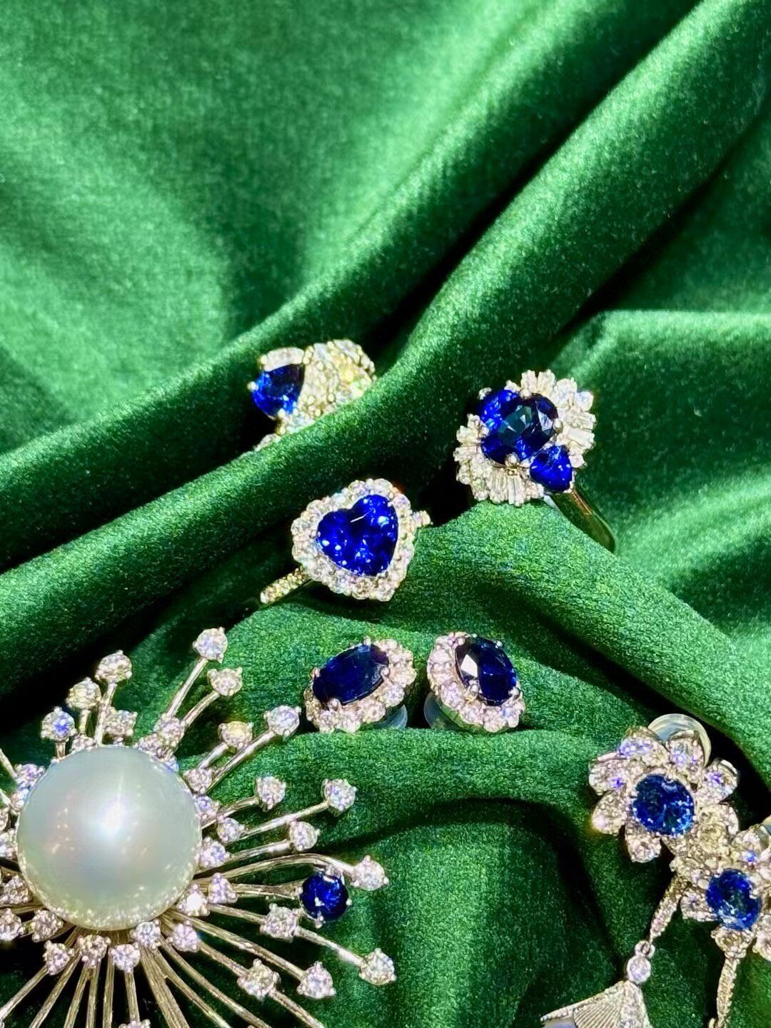 Royal Blue Gemstone & White Pearl Jewelry Collection