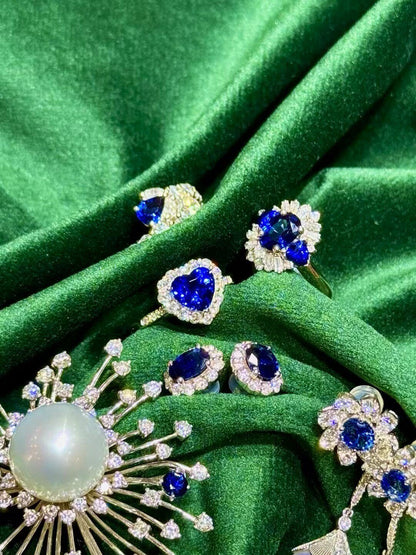 Royal Blue Gemstone & White Pearl Jewelry Collection