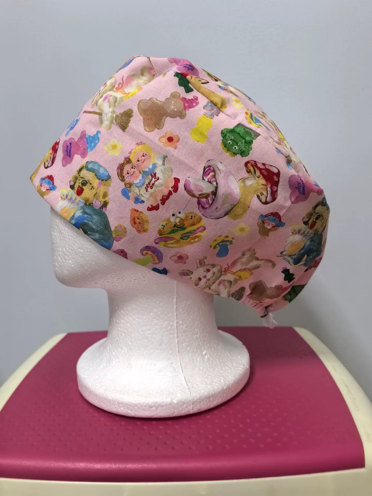 Pink Cartoon Oil Painting Cotton Surgical Cap
