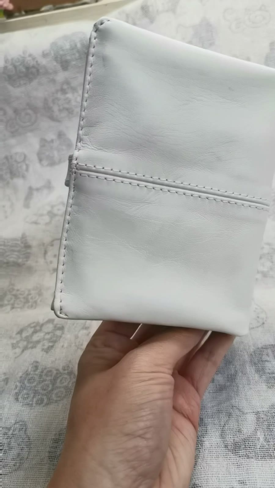 White Goatskin Leather Planner Cover M5