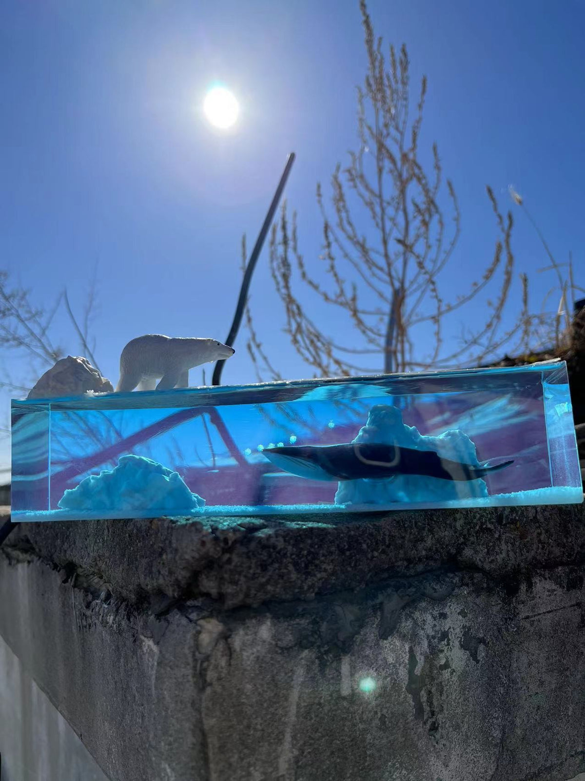 Arctic Polar Bear Blue Whale Resin Diorama