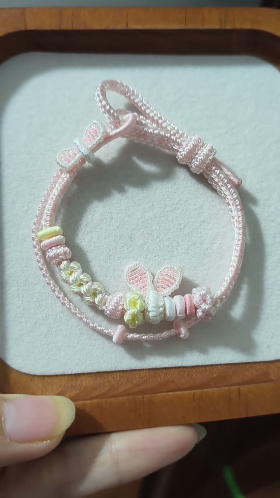 Handgewebt Rosa Weiß