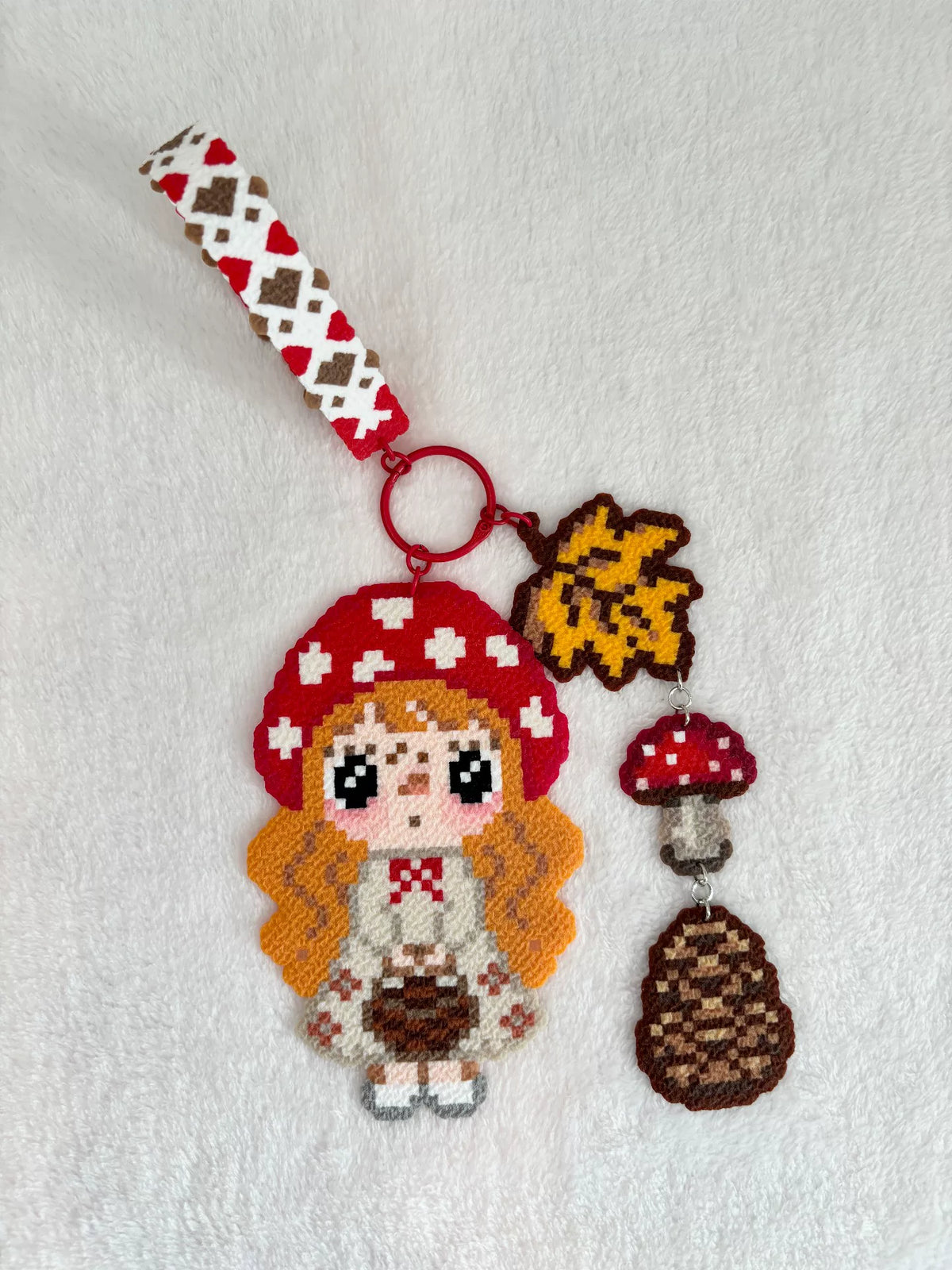 Pixel Mushroom Girl Väskväor och nyckelring