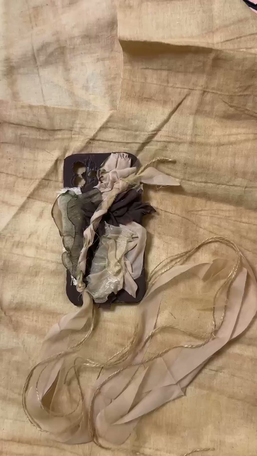 Fabric Phone Case with Withered Rose Ribbons