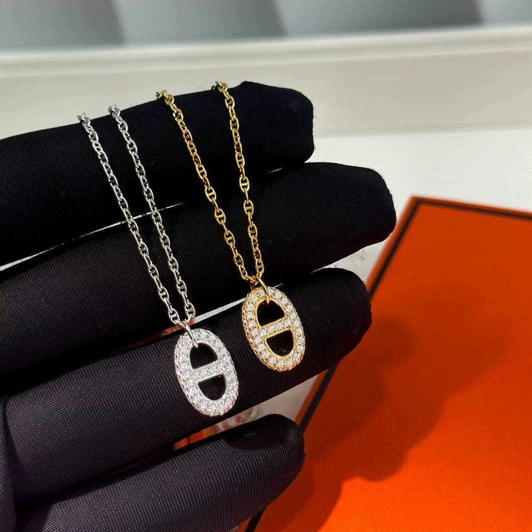 S925 Silver Pig Nose Pendant Necklace