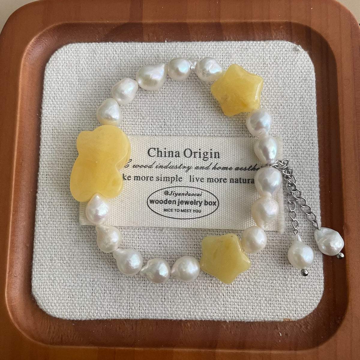 Amber Gingerbread Man Baroque Pearl Bracelet