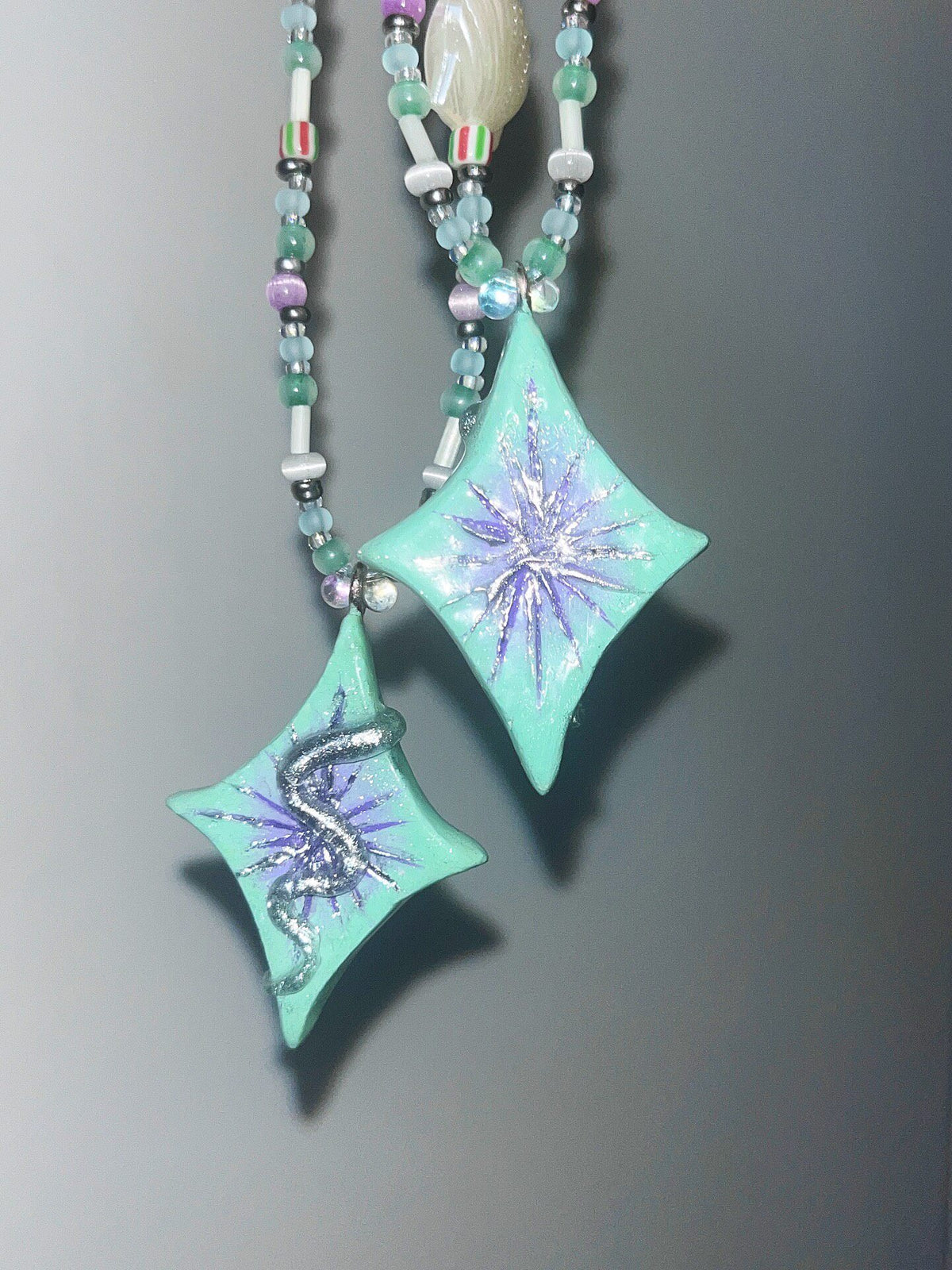 Mint Green Star Pendant Handmade Necklace