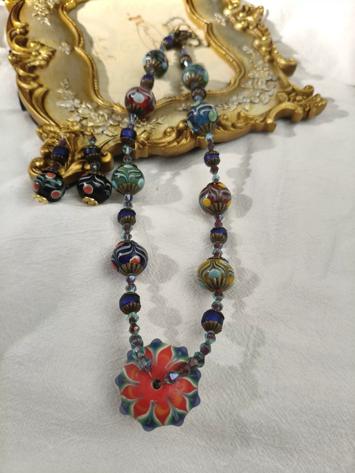 Set Collana e Orecchini in Vetro Artigianale Ping'an