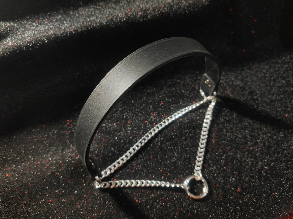 Zwarte leren ketting hondenriem