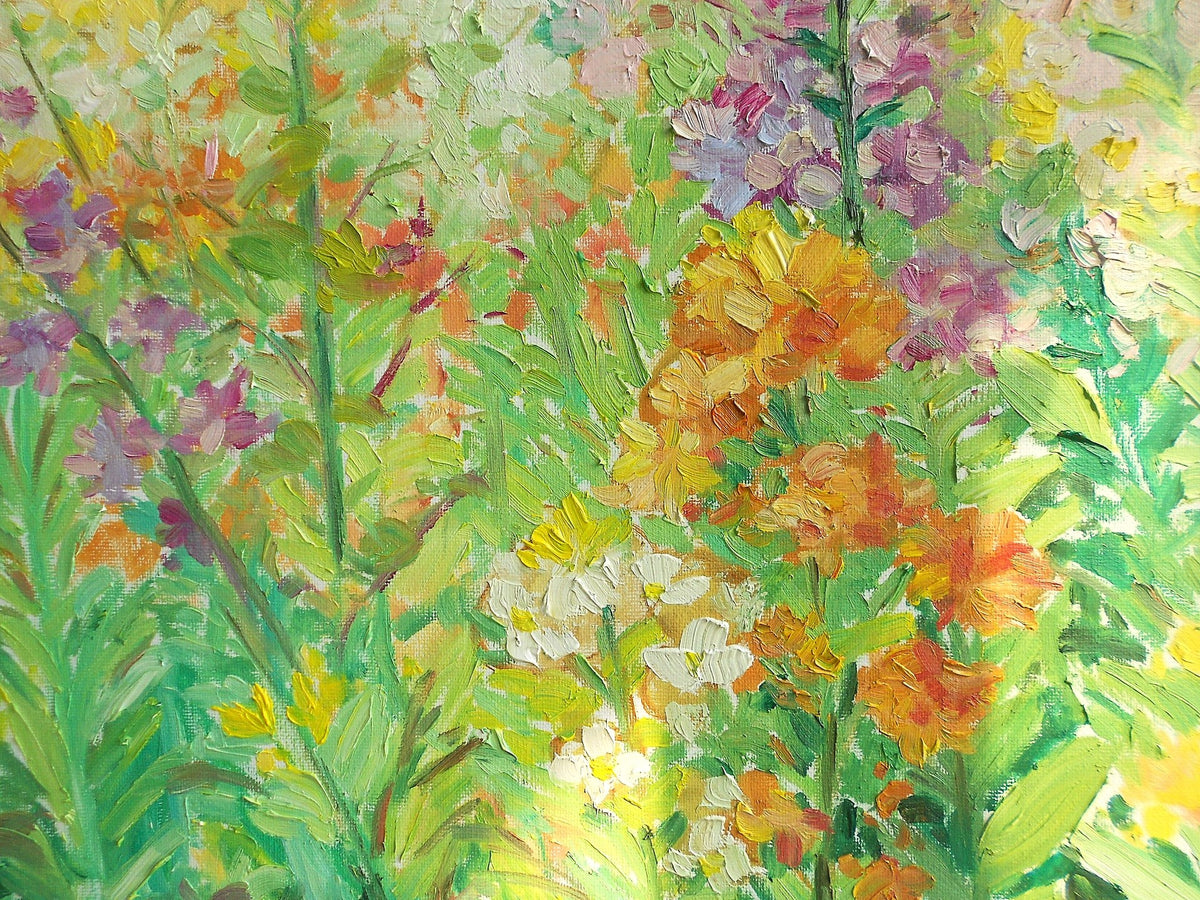 Original Oil Painting Flowers in Full Bloom