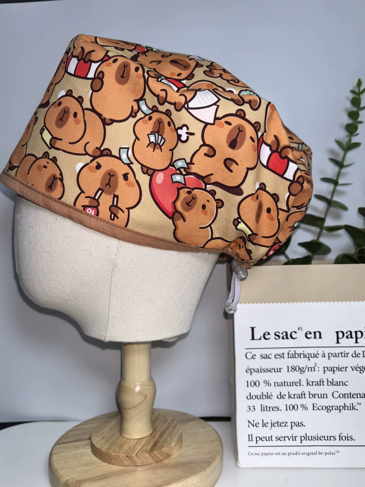 Cuffia Chirurgica in Tela di Cotone con Stampa Capybara