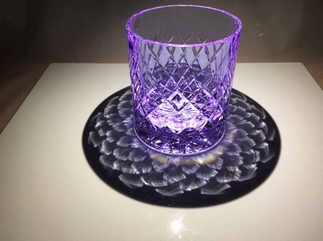 ピンク クリスタル ウイスキーグラス ハンドカット
