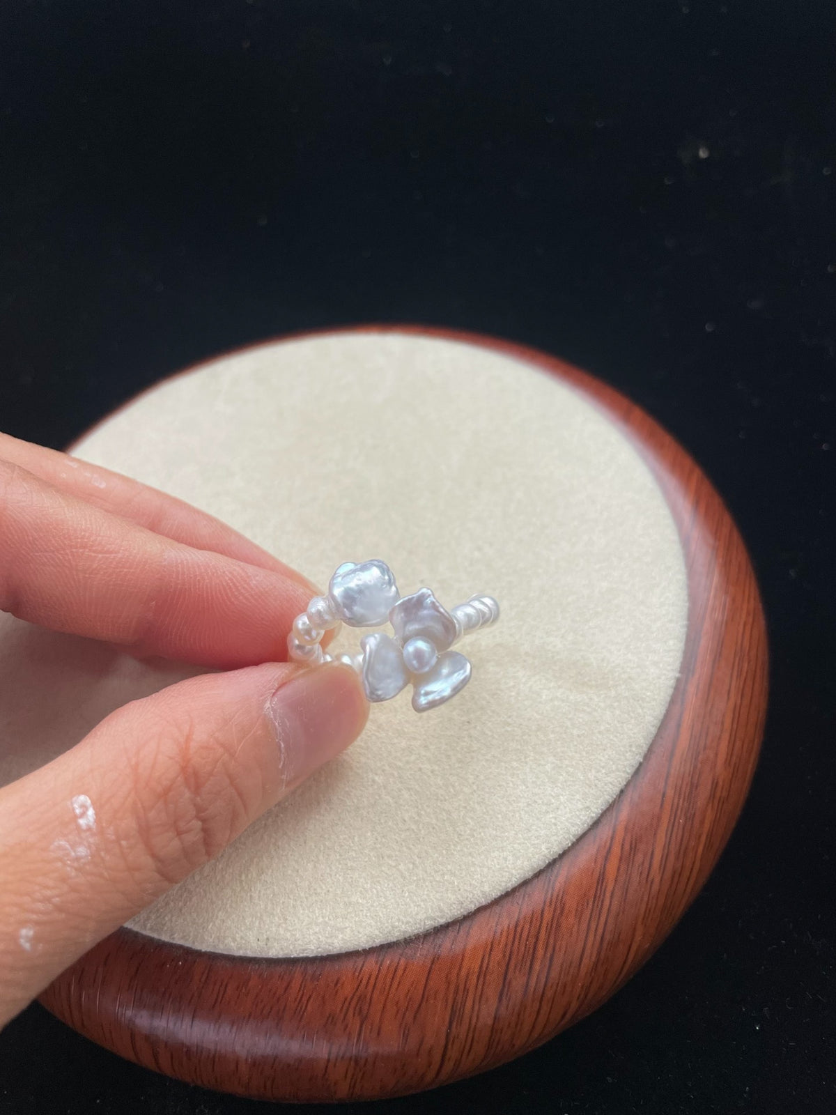 Anillo de Flor de Perlas Naturales