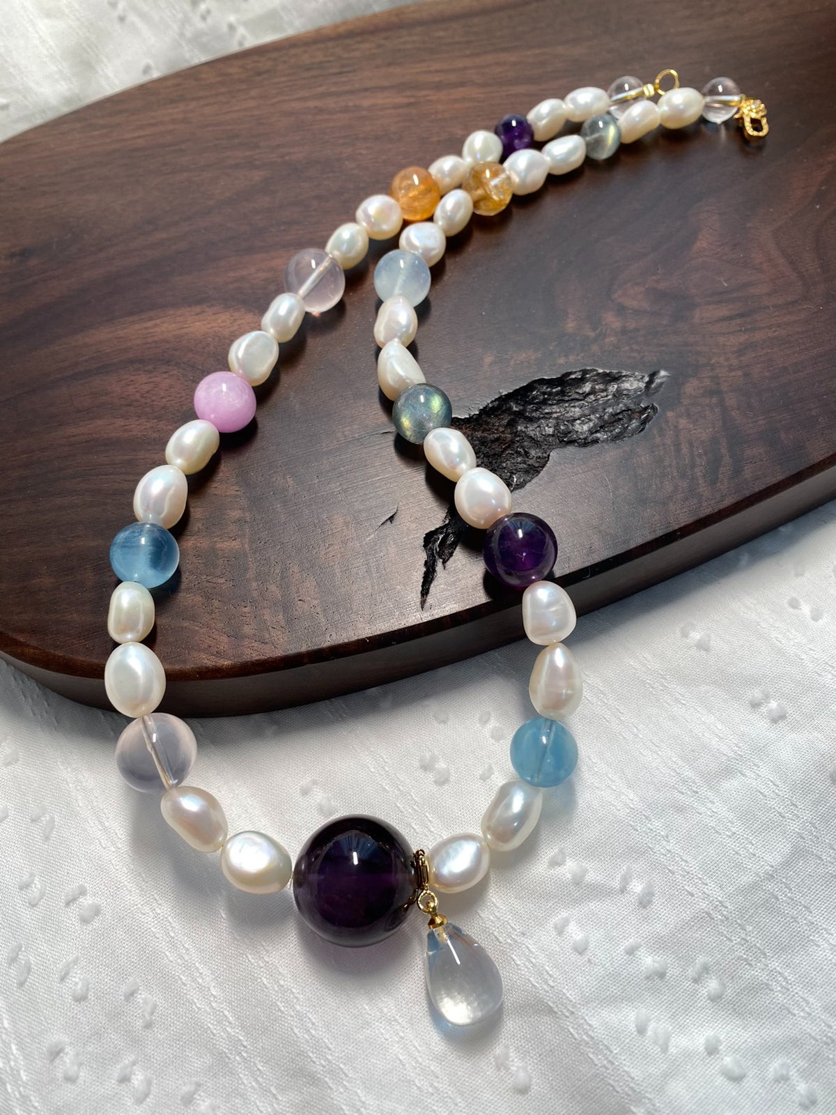 Freshwater Pearl Multi Gemstone Necklace