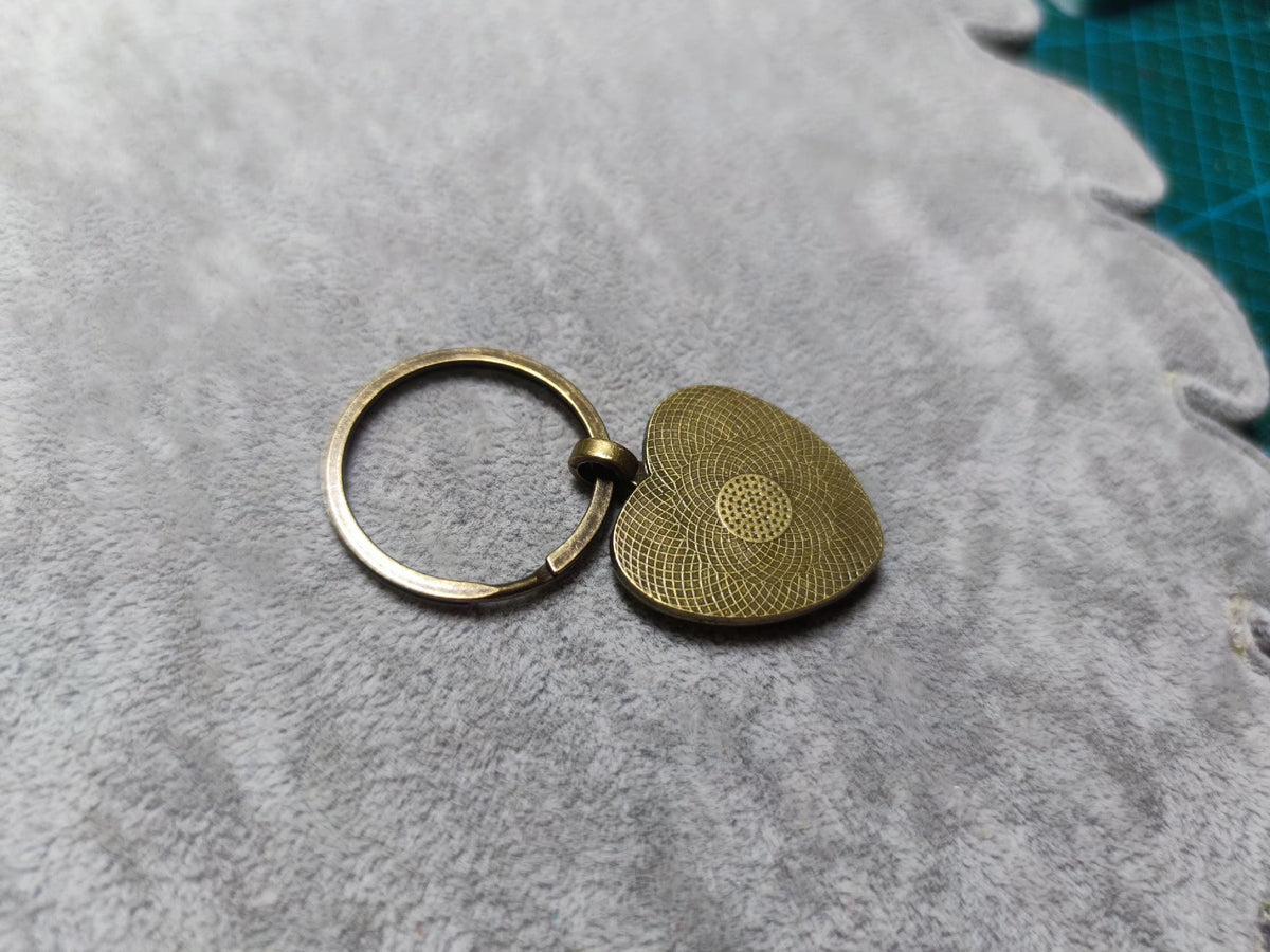 Amber Beeswax Mosaic Heart Keychain