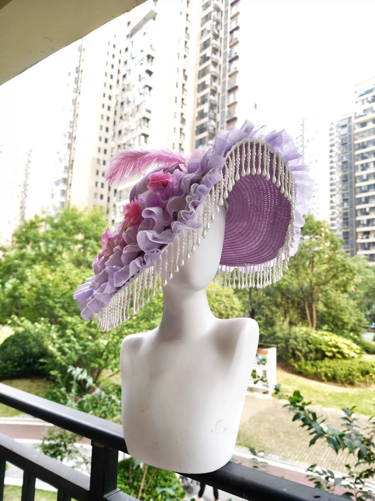Purple Pink Stacked Flower Lolita Hat