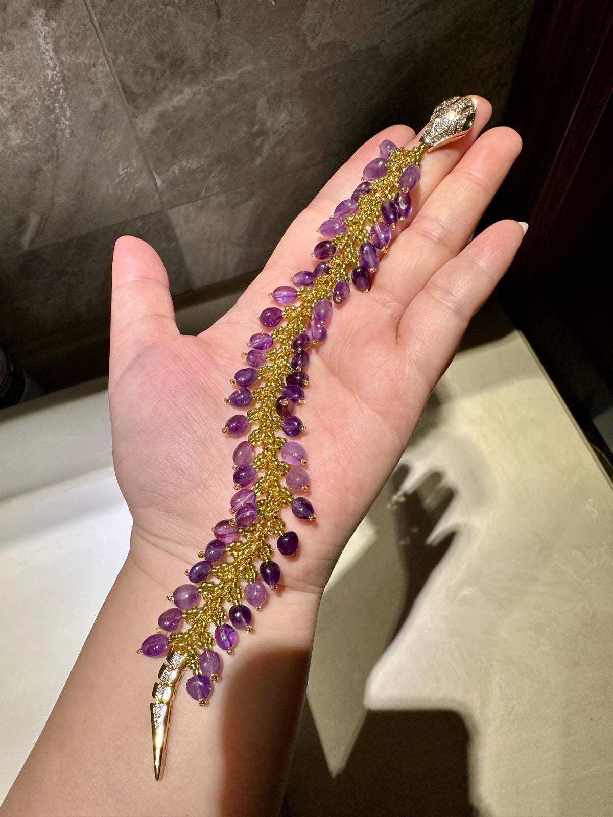 Amethyst Snake Beaded Bracelet