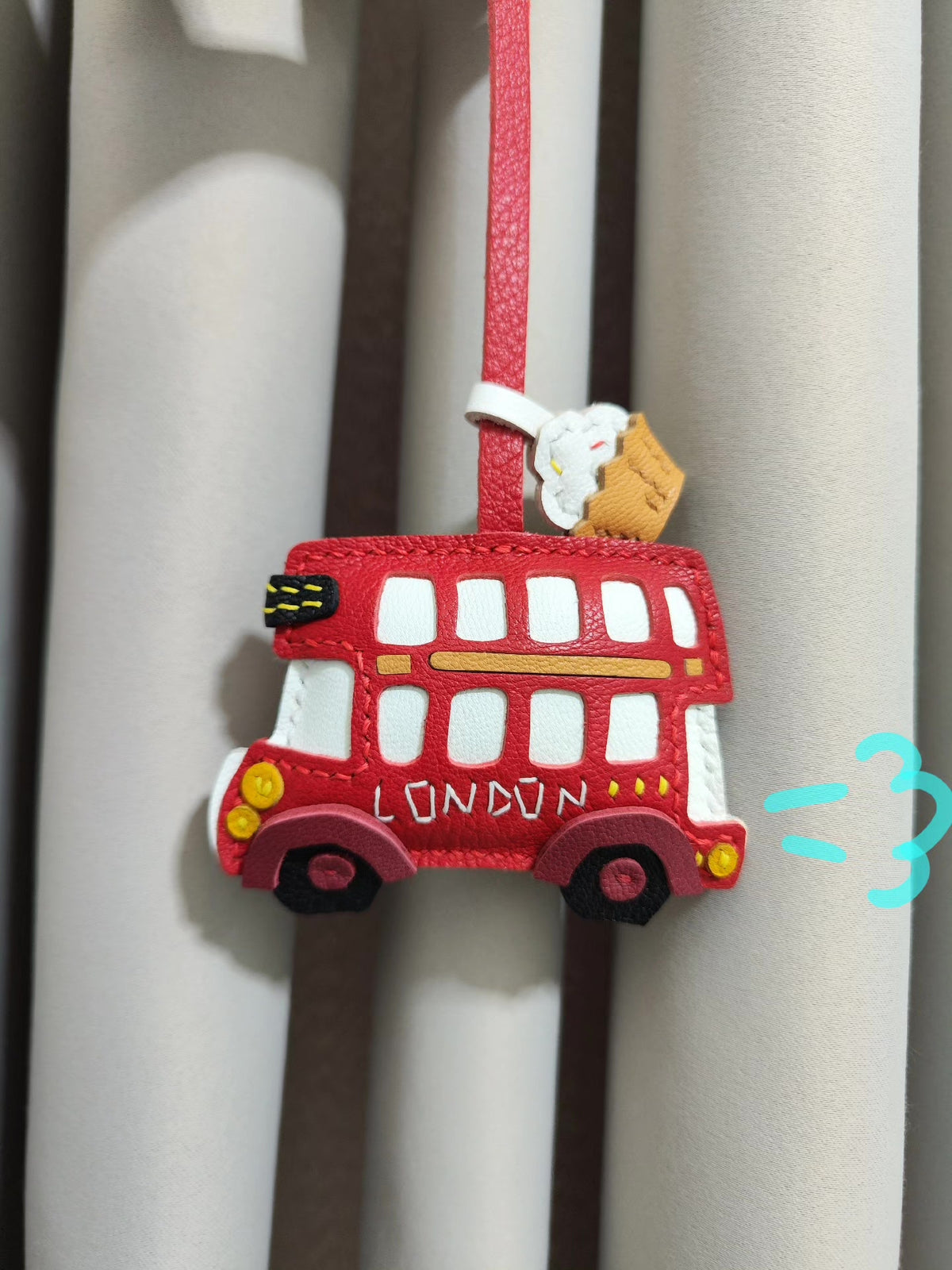 London Bus Leather Keychain Pendant
