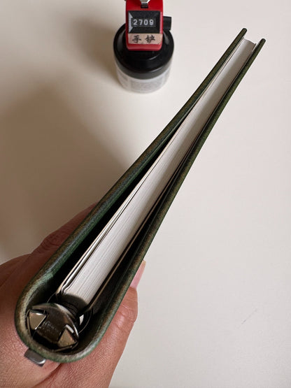 A5 Olive Green Buttero Leather 15-Ring Loose-Leaf Notebook