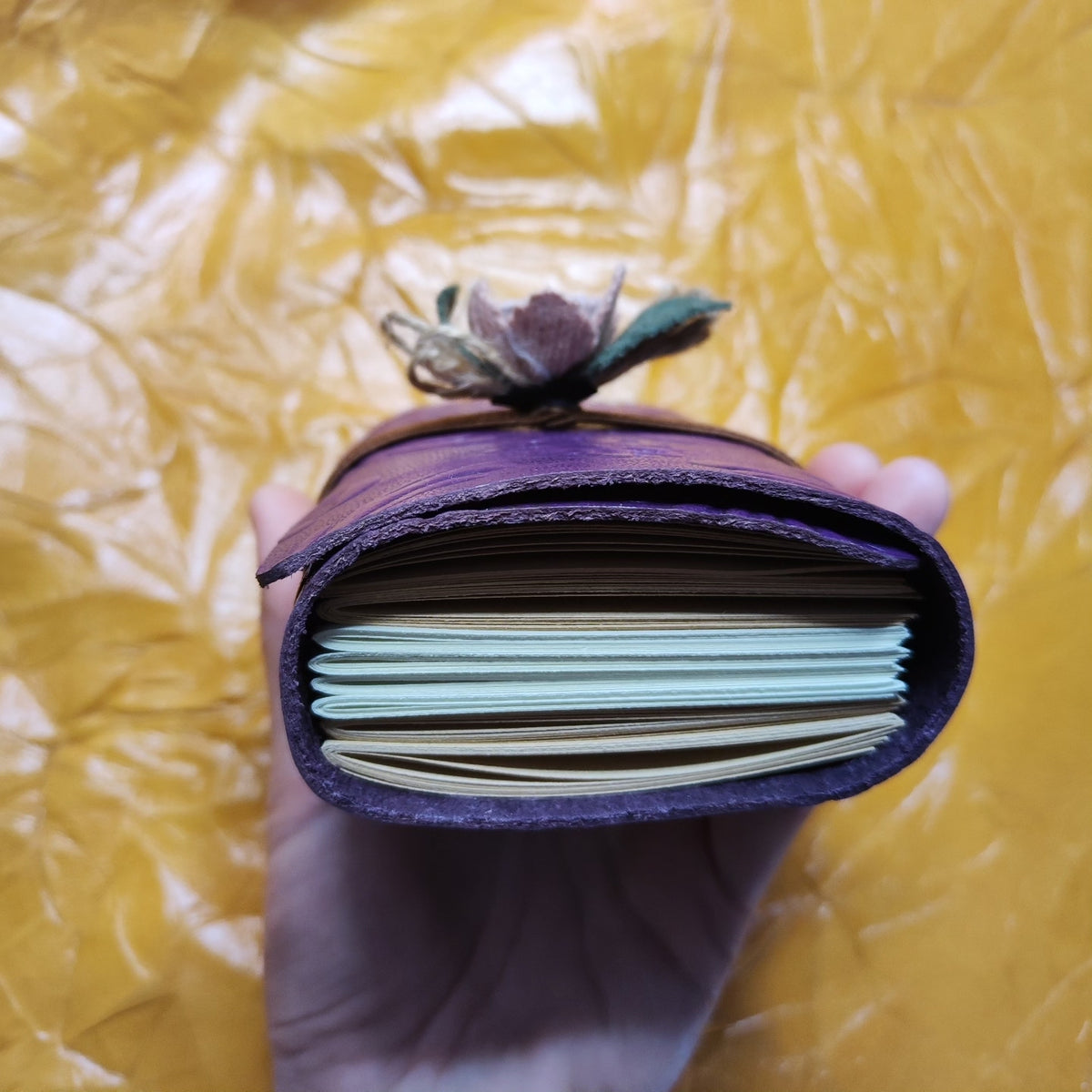 Leather Journal with Floral Tie 96 Sheets