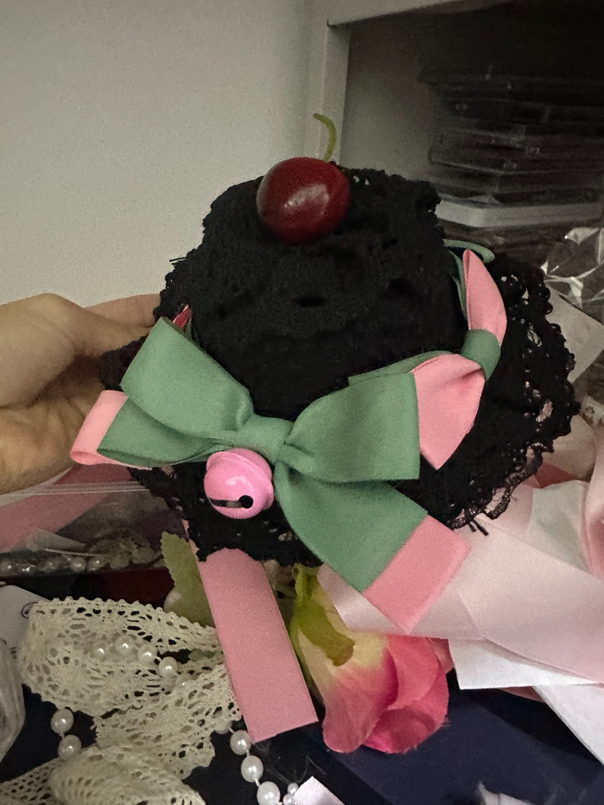 Black Lace Miniature Dessert Hat