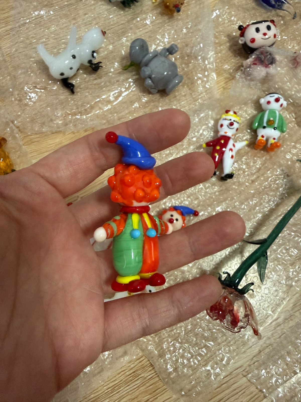 Handmade Colored Glass Clown Figurine