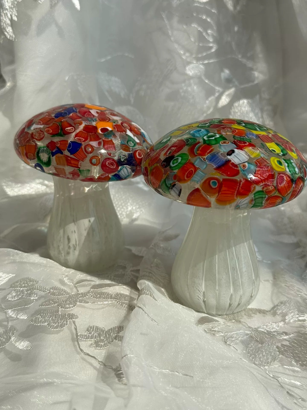 Ornamento Vintage Fungo in Vetro Millefiori Fluorescente