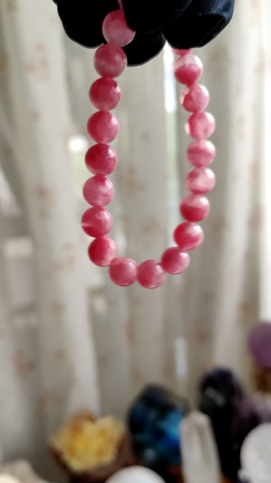 Brazilian Rhodonite Beaded Bracelet 8mm