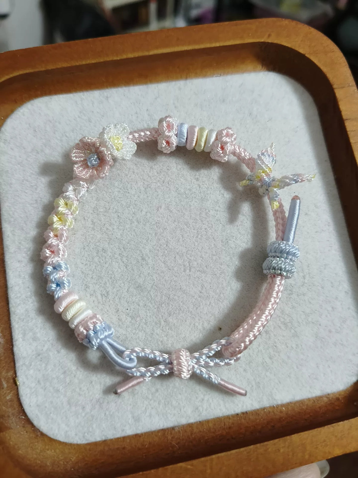 Handmade Braided Cord Bracelet Blue Pink Gradient