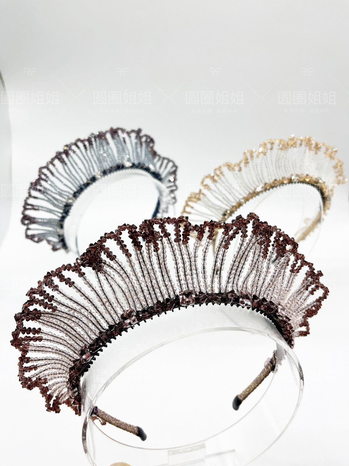Crystal Crown Headband Three Color Set