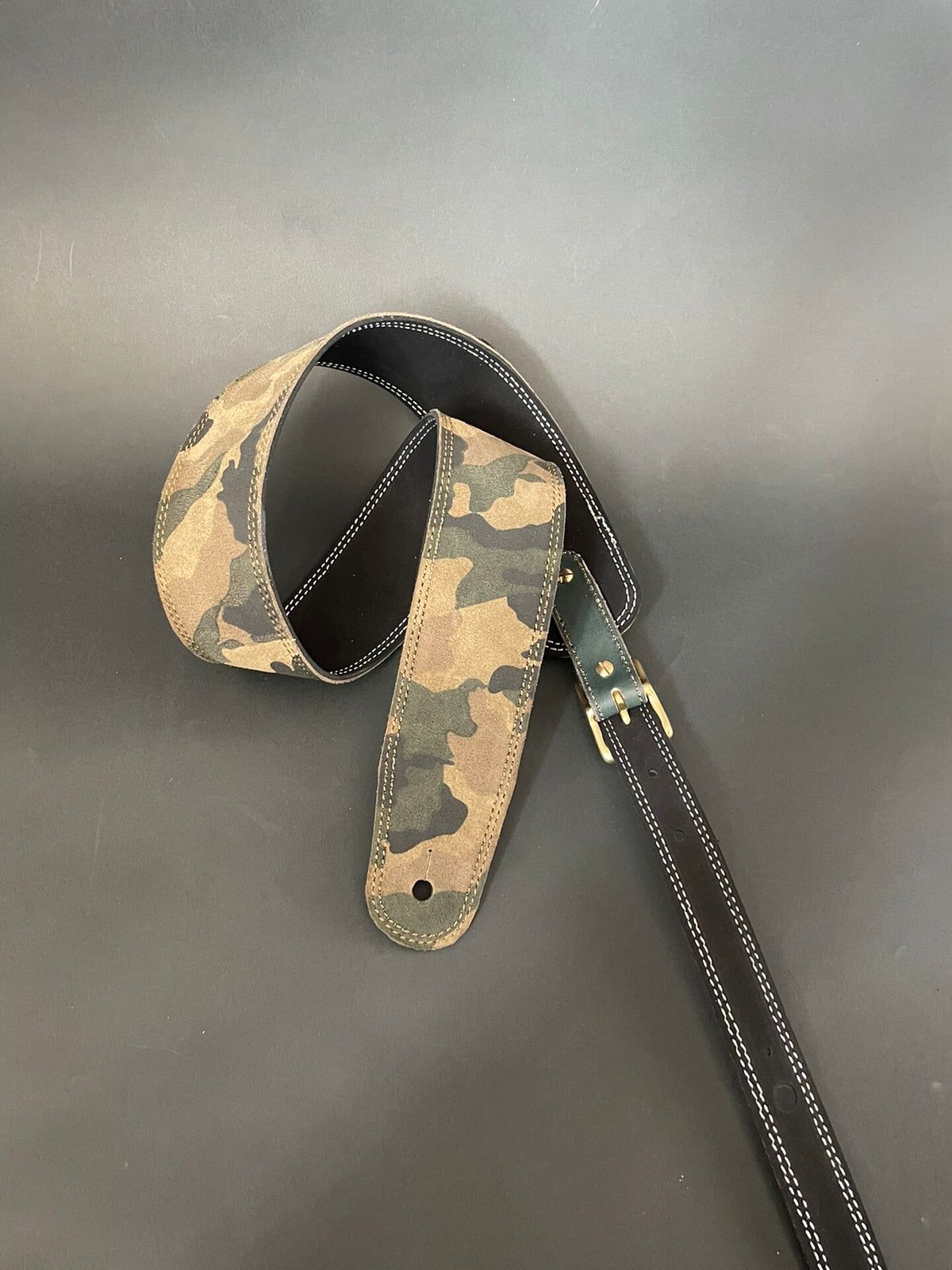 Handmade Italian Leather Camouflage Guitar and Bass Strap