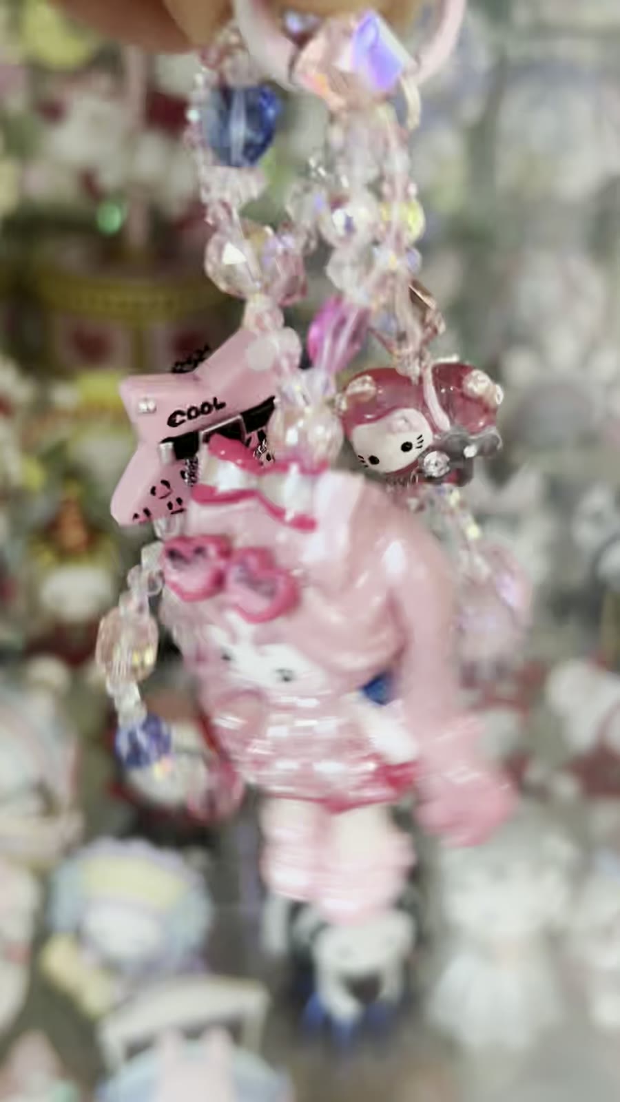 Roze KT Cat Kralen Telefoonhanger