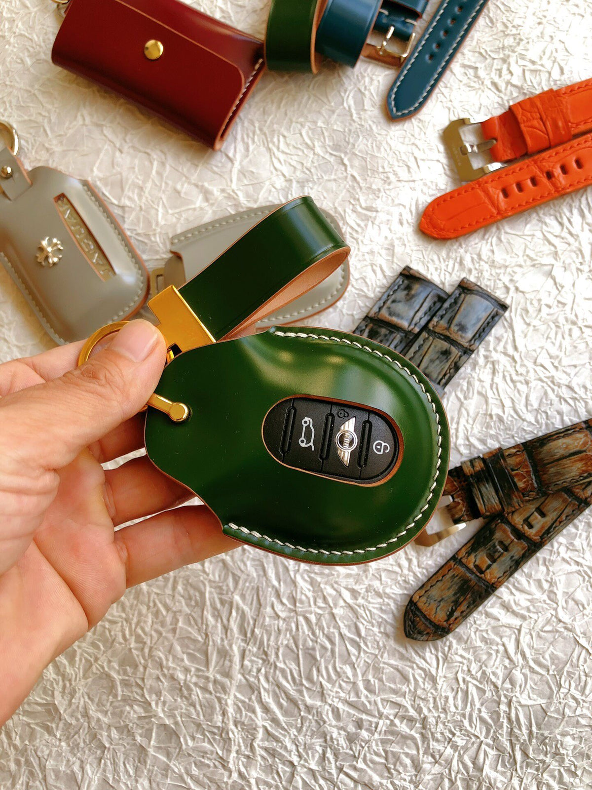 Handcrafted Shell Cordovan BMW Mini Key Cover