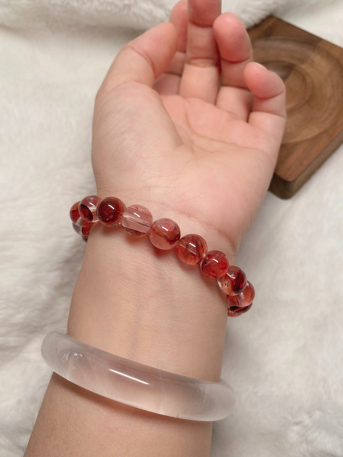 Natural Crystal Beaded Bracelet 9.5mm