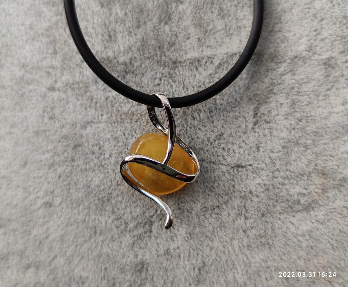 Amber Cabochon Pendant Silver Setting