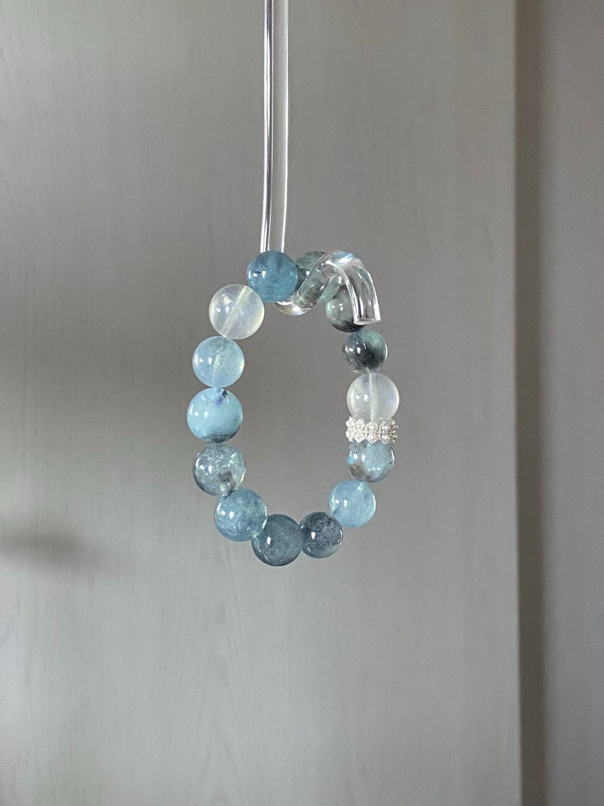 Natural Aquamarine Moonstone Beaded Bracelet