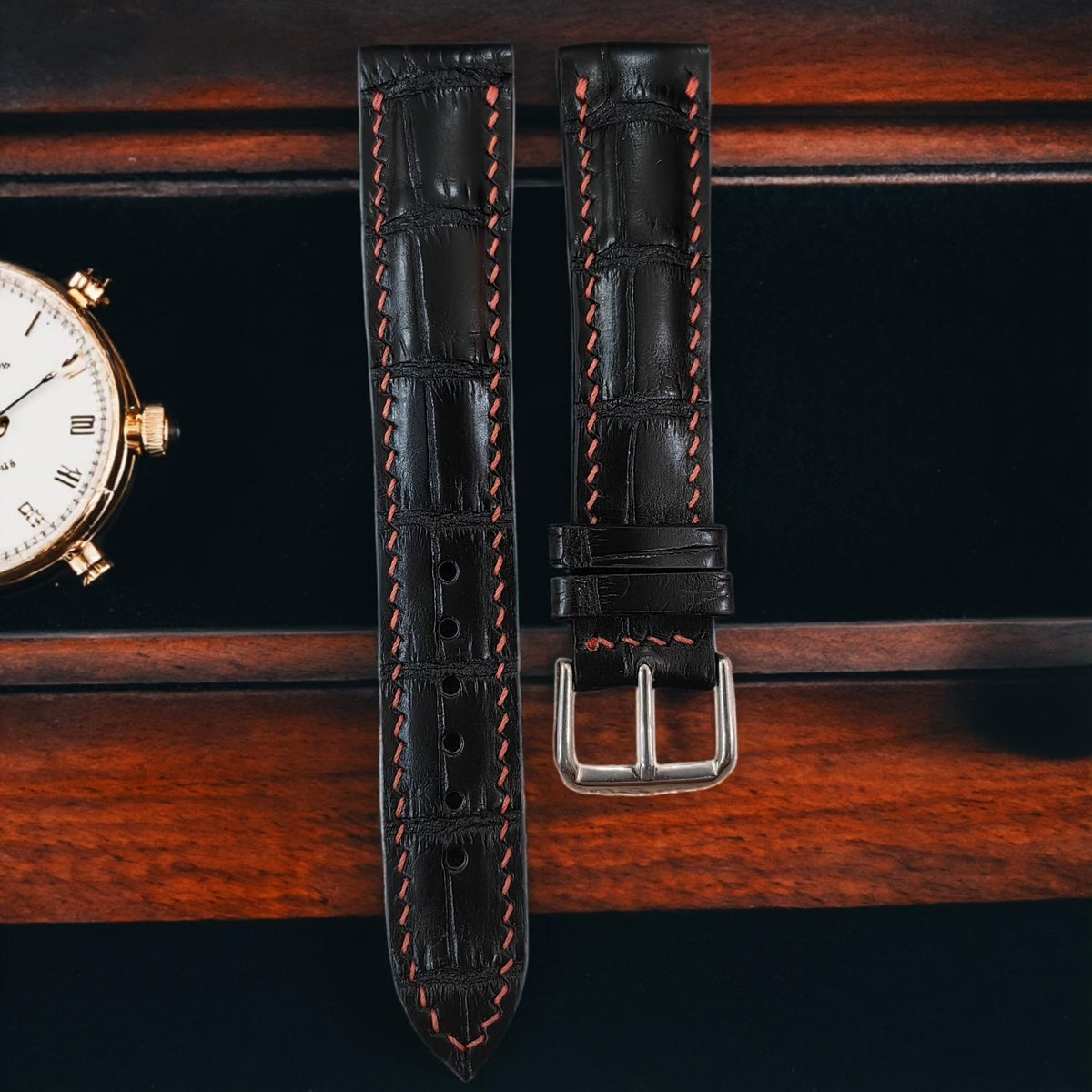 Handcrafted Crocodile Leather Watch Strap 16mm