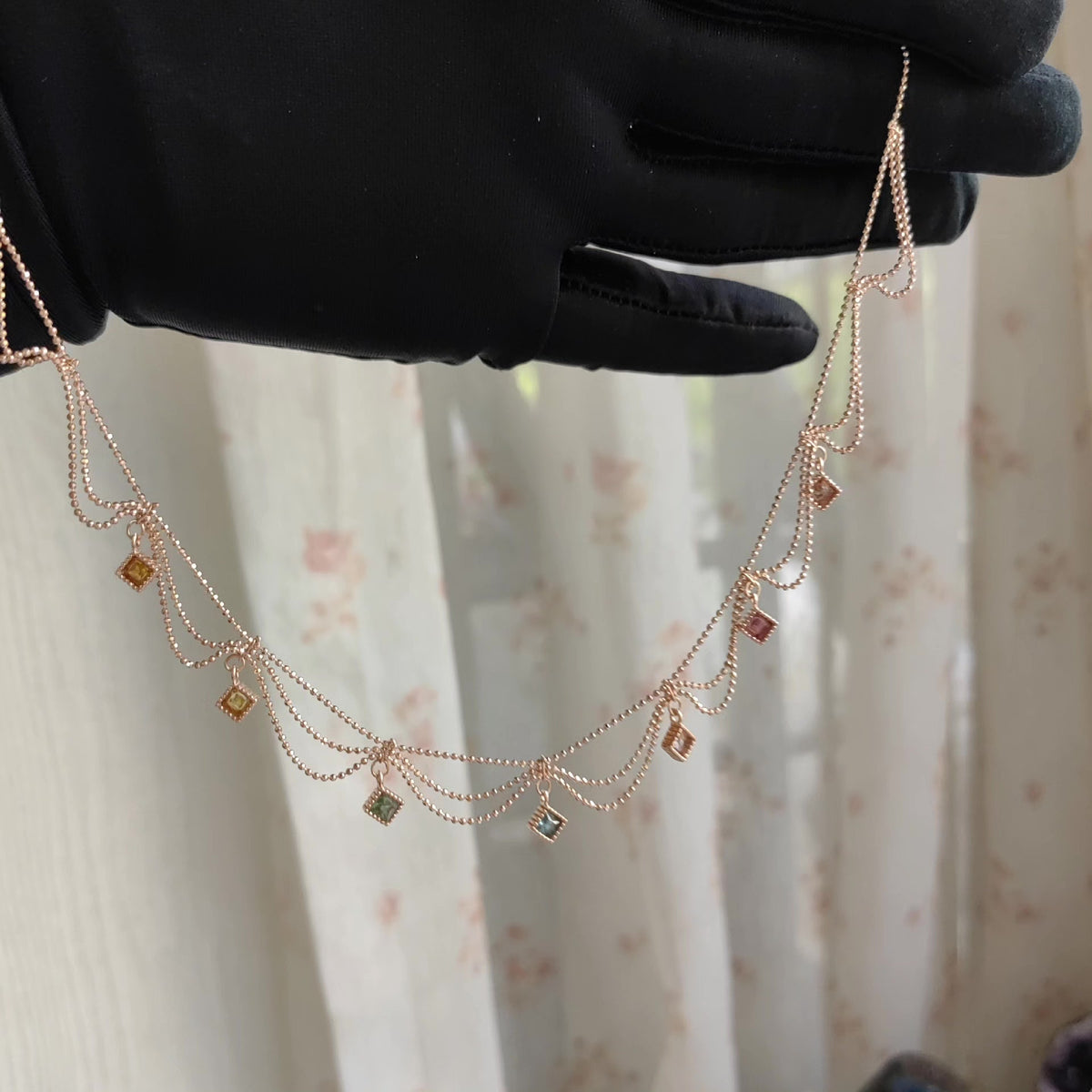Tourmaline Zilveren Ketting Vintage Courtly Style