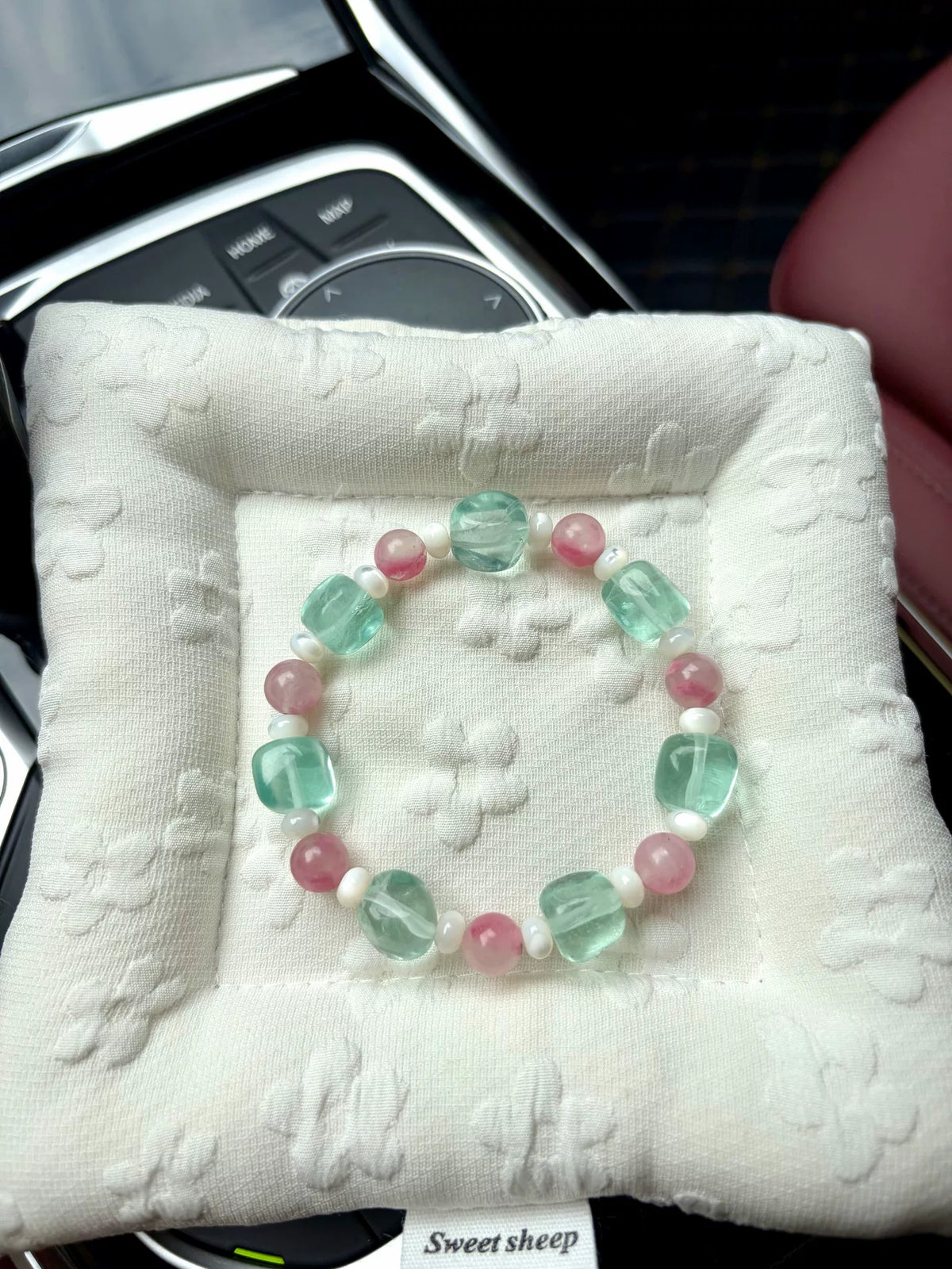 Groen fluoriet kralenarmband