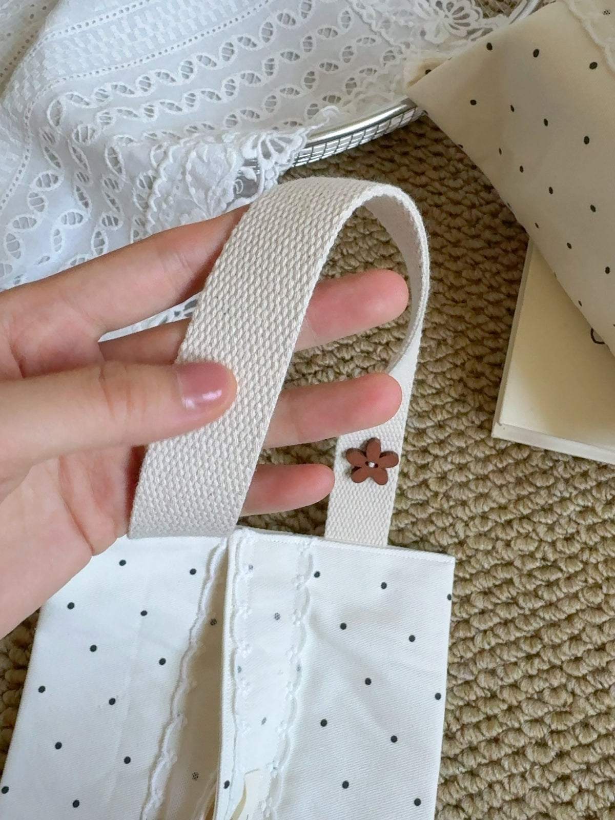 Hangend doekjeszakje met stippen