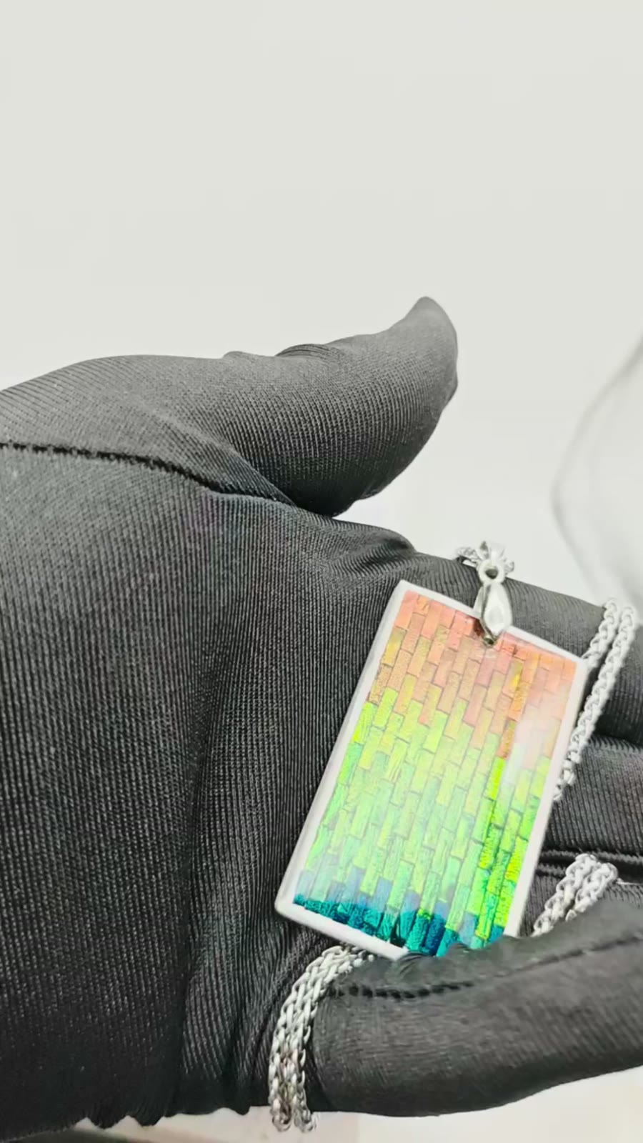 Sterling Silver Jewel Beetle Mosaic Pendant Necklace