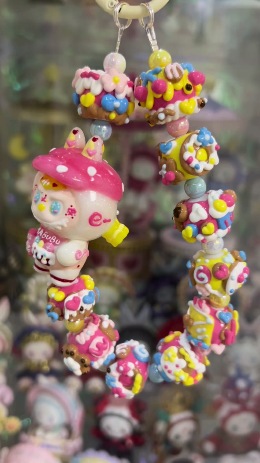 Handbeschchilderde Kraal LABUBU Candy Telefoonhanger