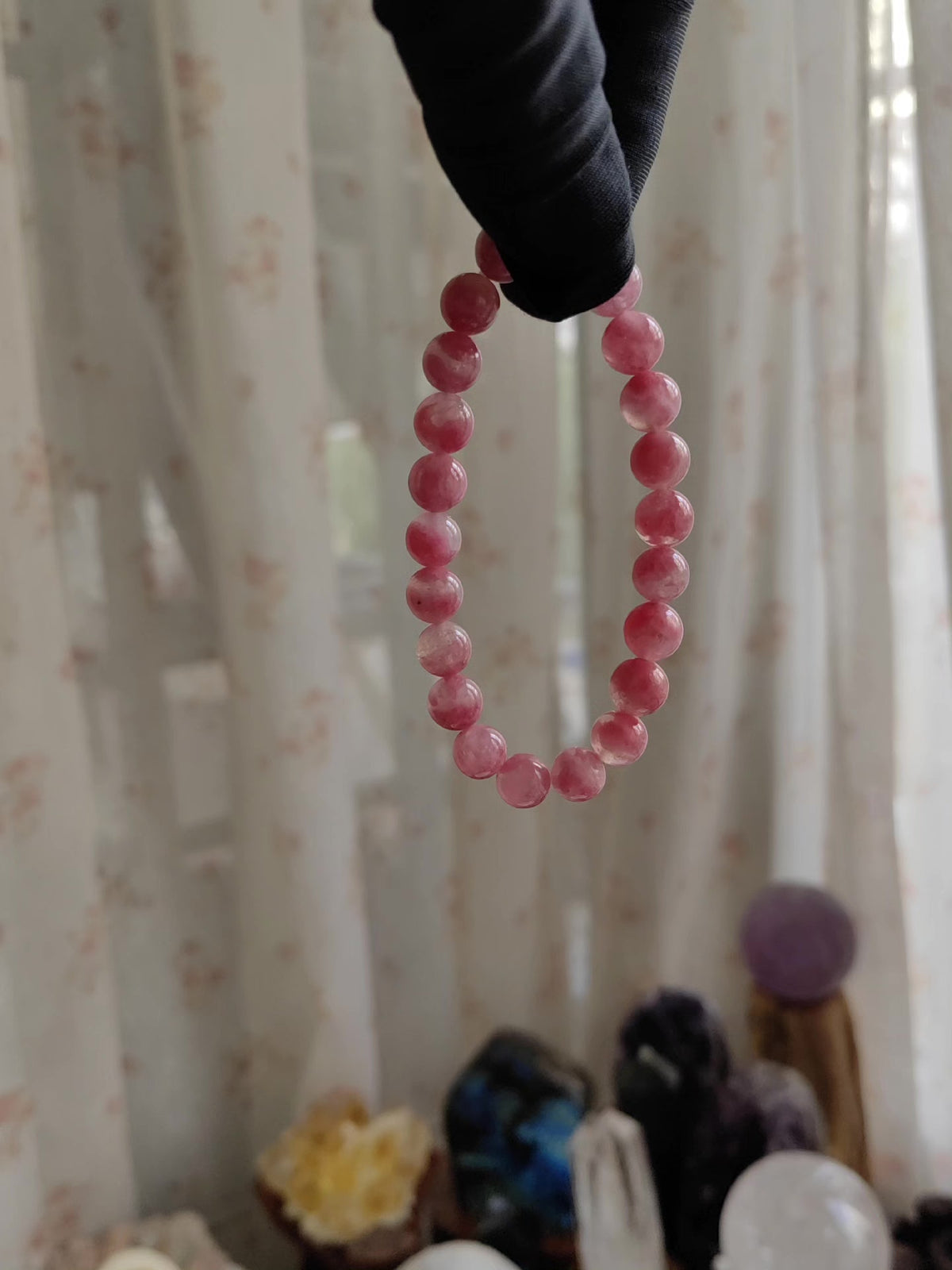 Brazilian Rhodonite Beaded Bracelet 8mm